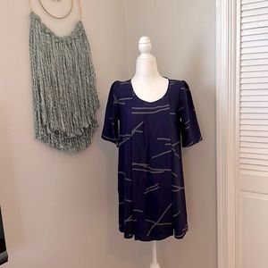 Silk navy and grey dress from Anthropologie SZ XS